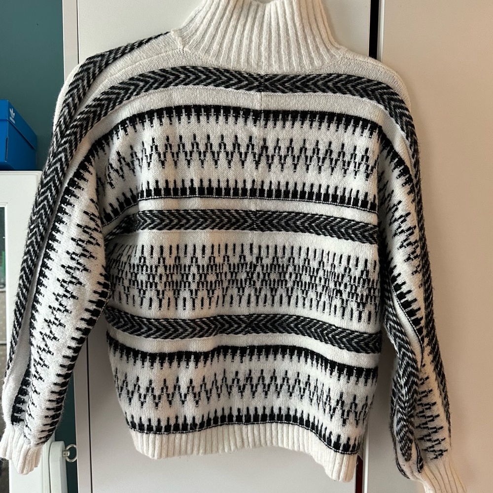 Loft Size S Mockneck Fair Isle wool blend cropped sweater